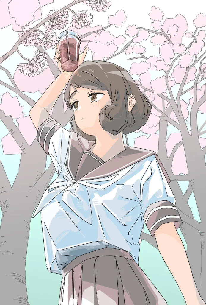 桜と女の子（百瀬岬）