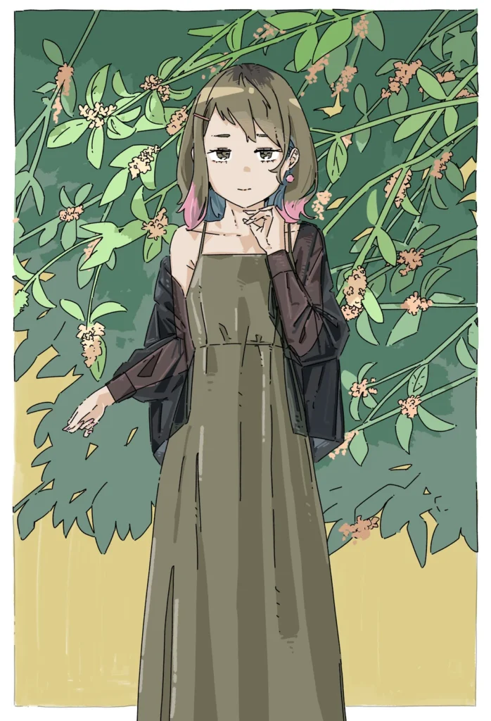 金木犀と女の子（網代木漁）