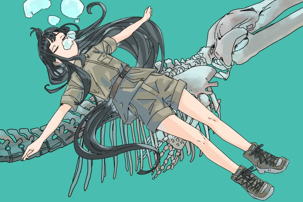 クジラの骨と探検家の女の子