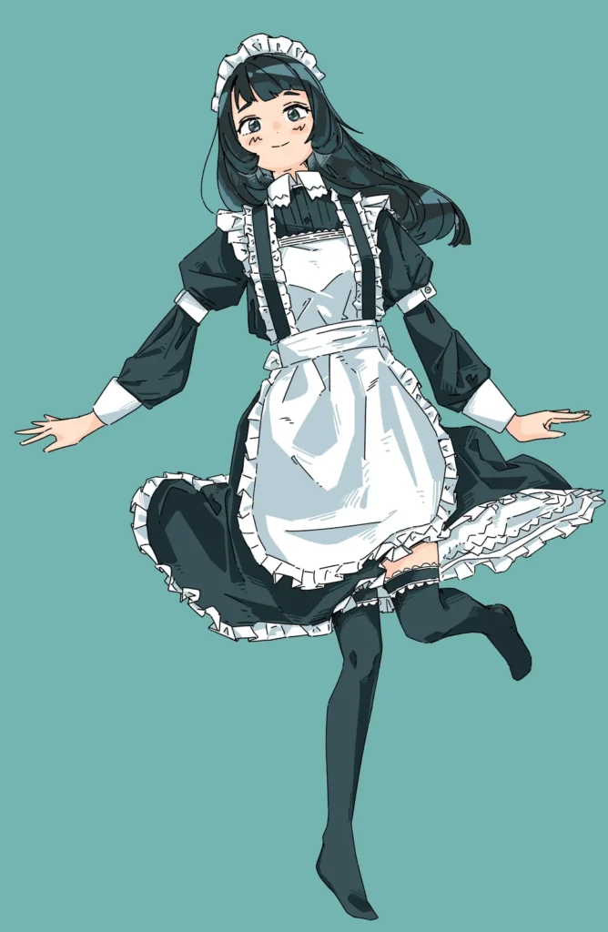 メイド服を着た女の子のイラスト